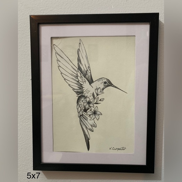 Hummingbird charcoal drawing - Picture 1 of 1